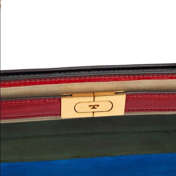 Tory Burch Colorblock Patchwork Eel Leather Lee Radziwill Shoulder Bag NWT - Picture 6 of 16
